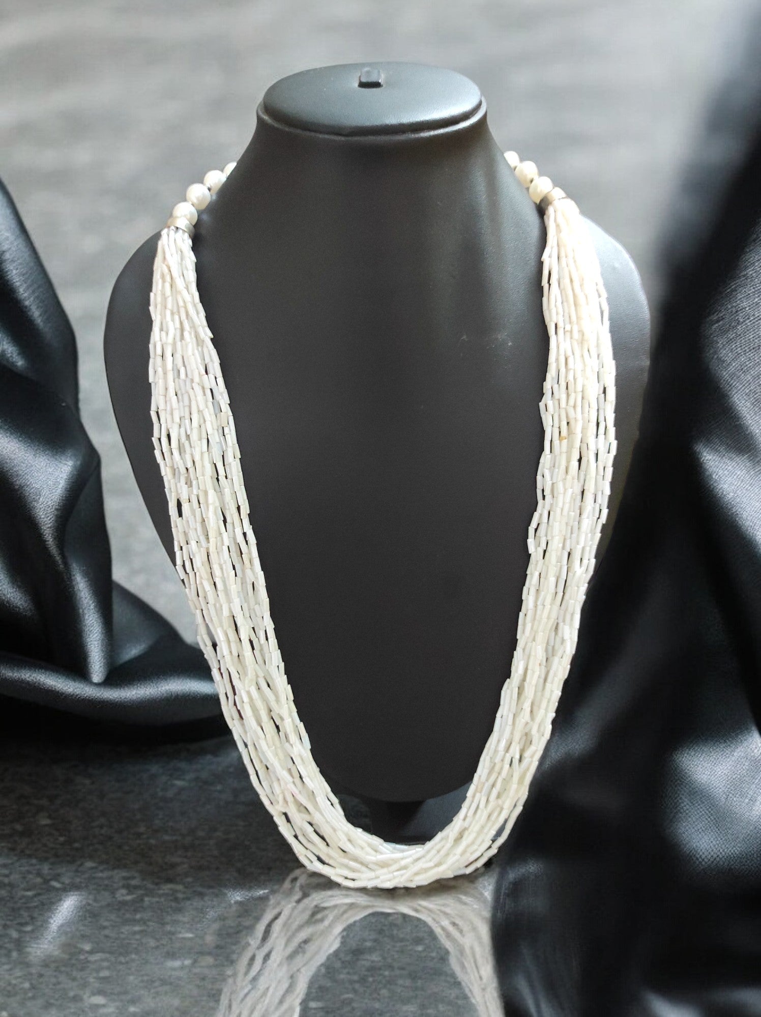 Ivory Cascade Elegance Necklace - Handmade