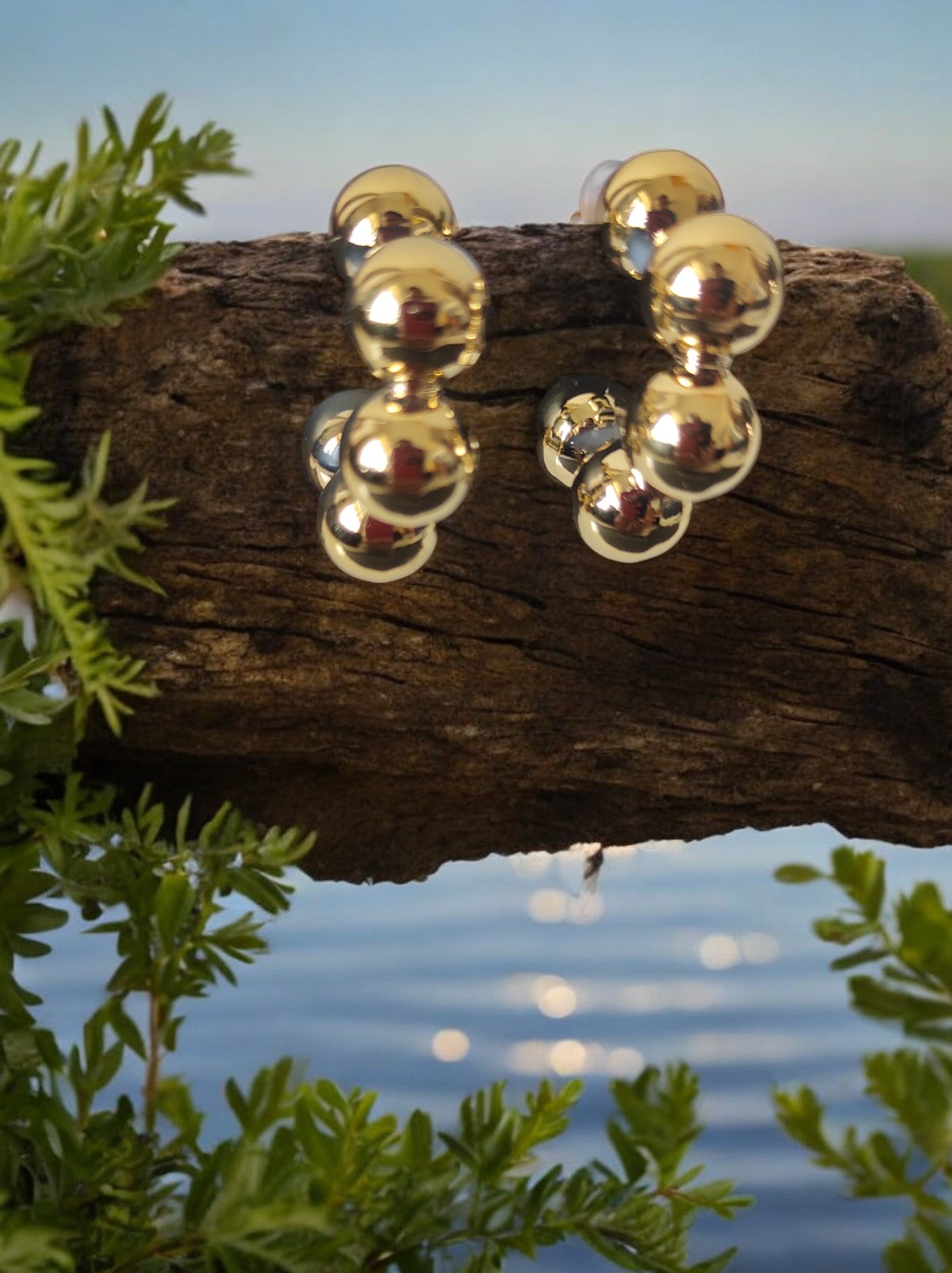 Golden Glam Bead Earrings