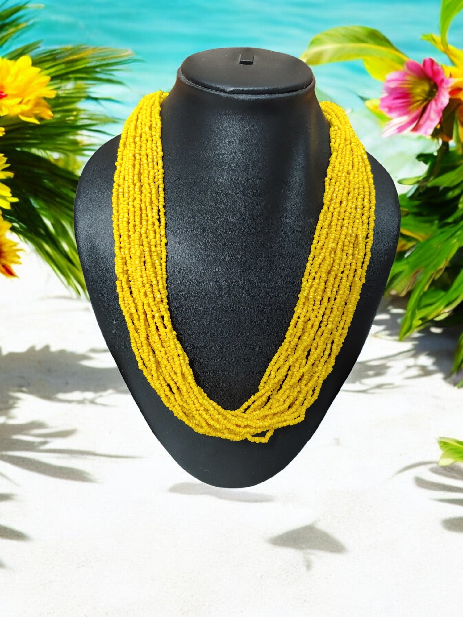 Sunburst Symphony: Handmade Multi-Layered Beaded Necklace(20 Layers)