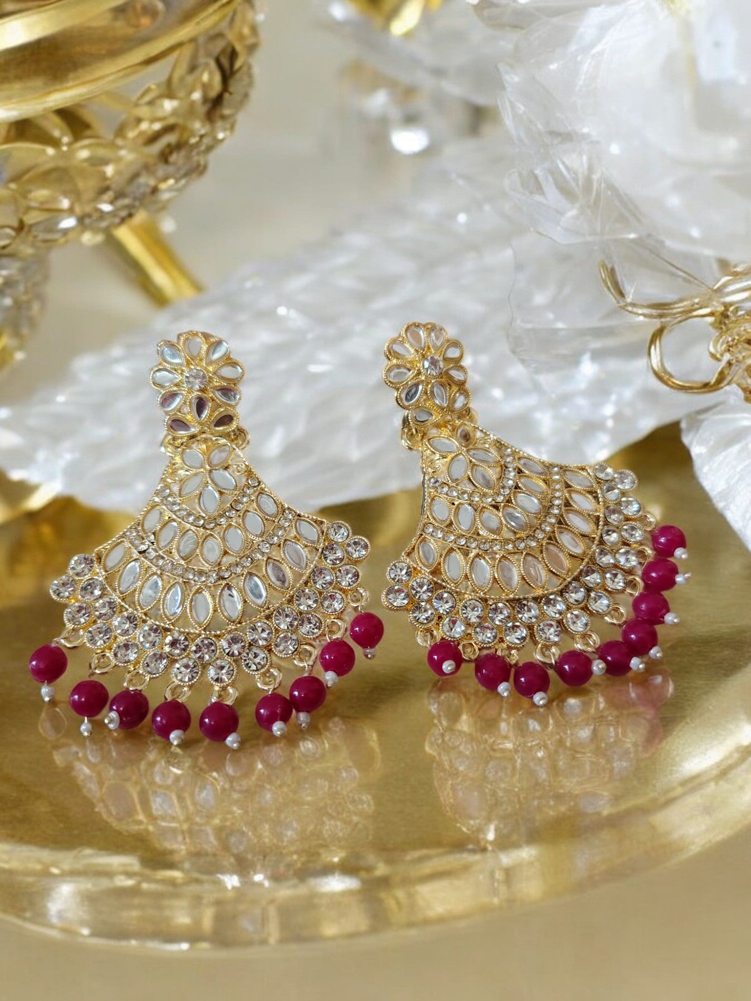 Radiant Maroon Shimmer Jhumka