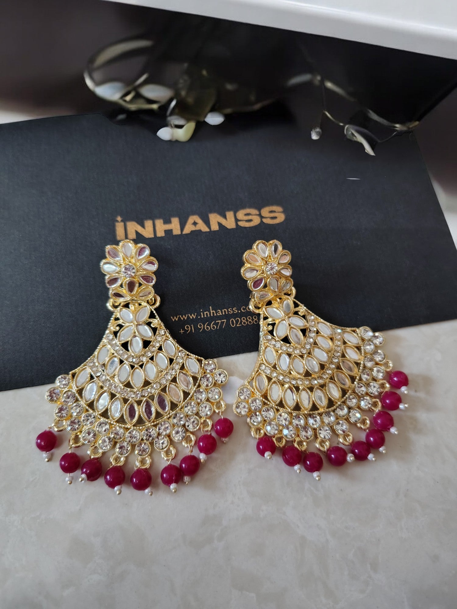 Radiant Maroon Shimmer Jhumka