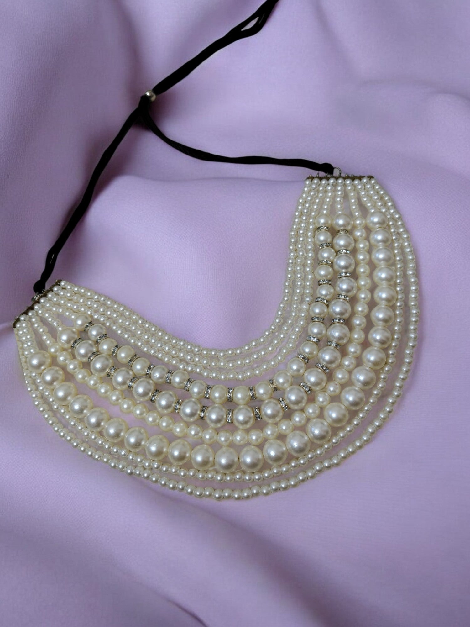 Bollywood Style Ethereal Pearl Cascade Necklace