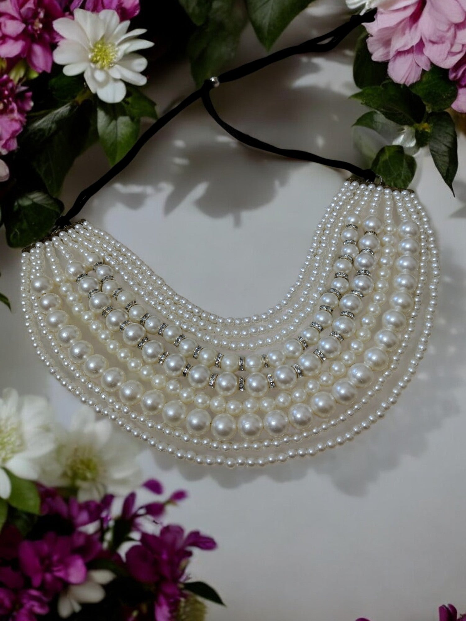 Bollywood Style Ethereal Pearl Cascade Necklace