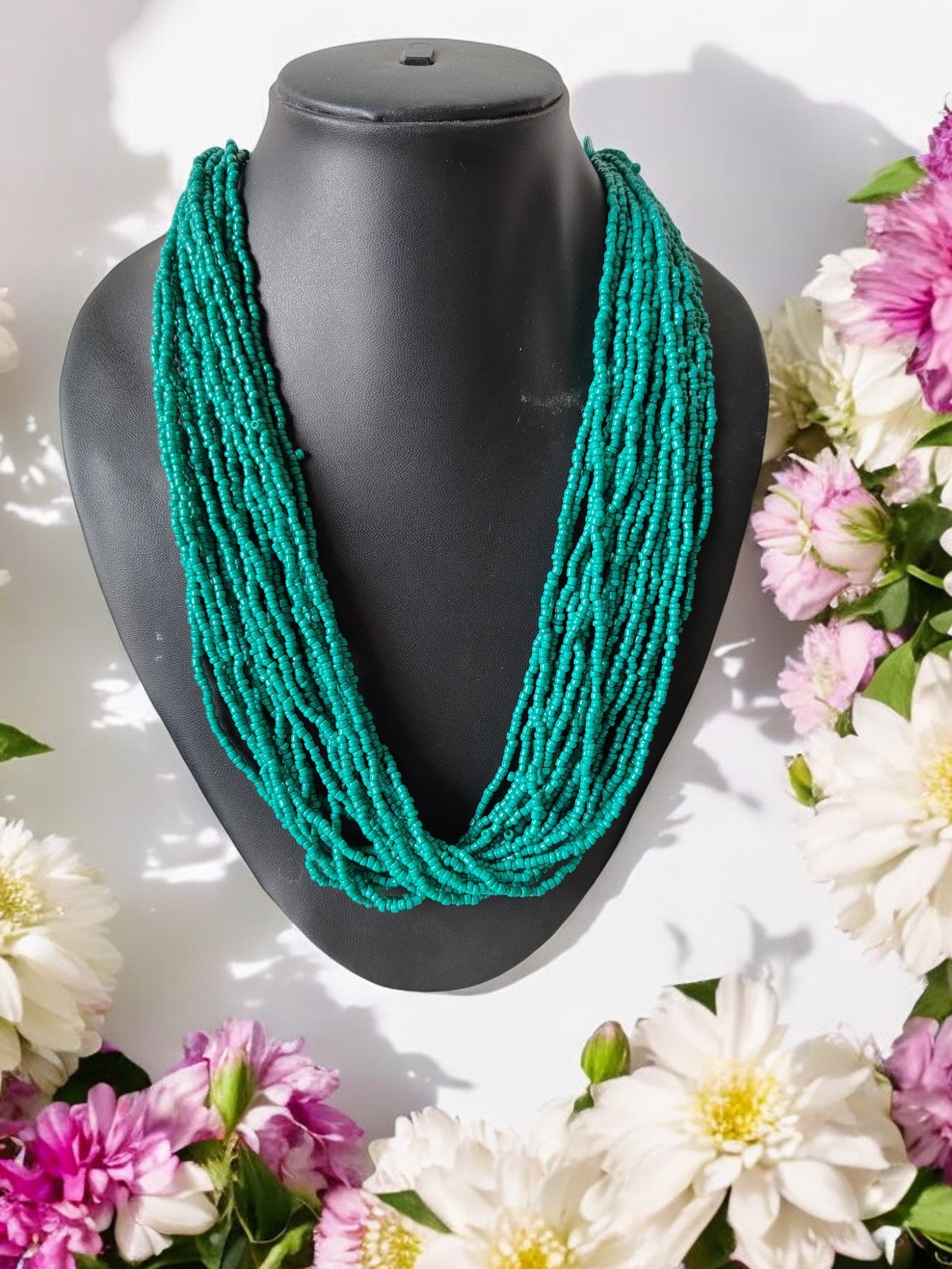 Sea Breeze Symphony - Multi-Layered Necklace  With Matching Earrings (20 Layers)