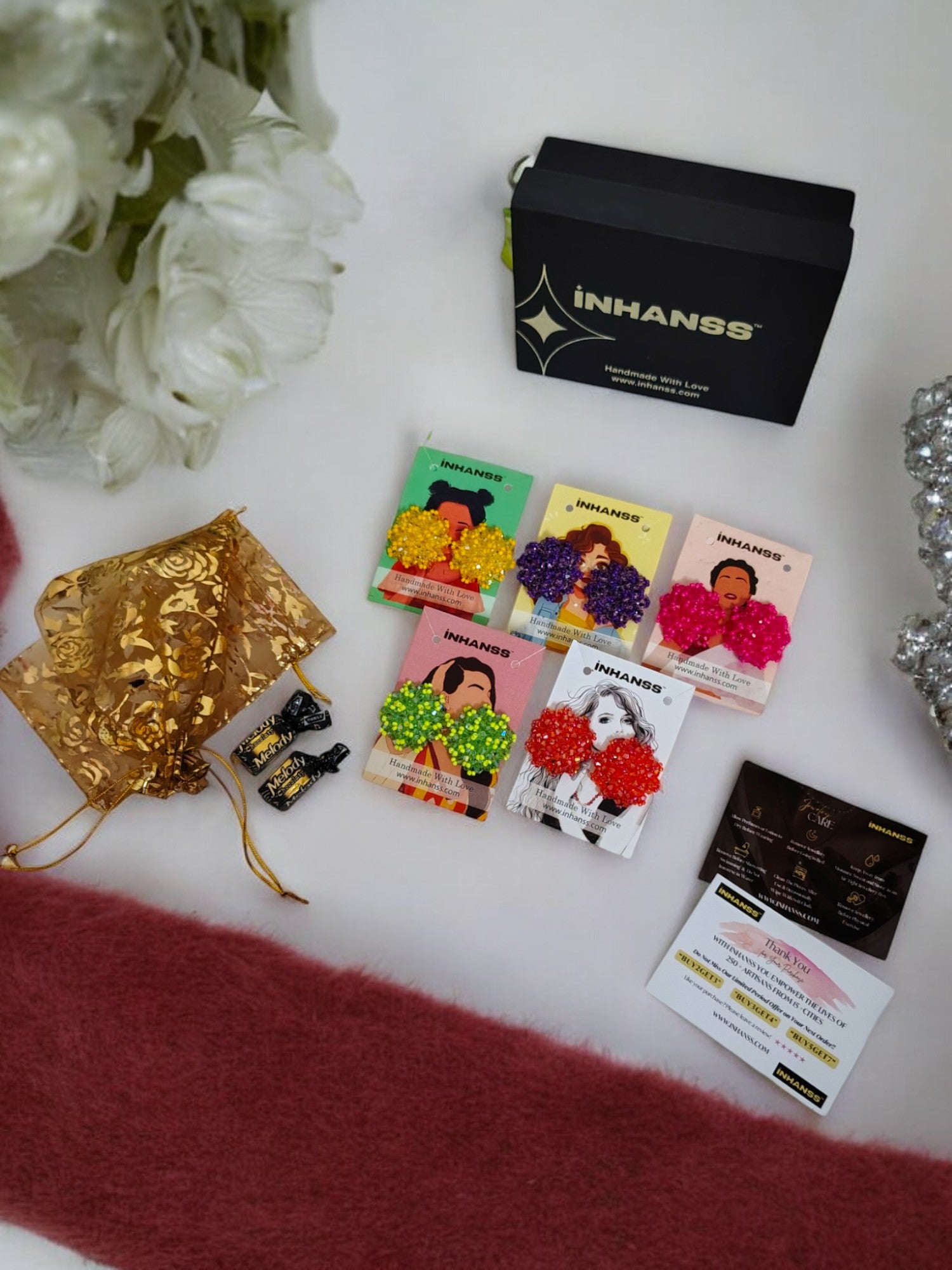 Bright Elegance Stud Earrings - Premium Gift Box Hamper