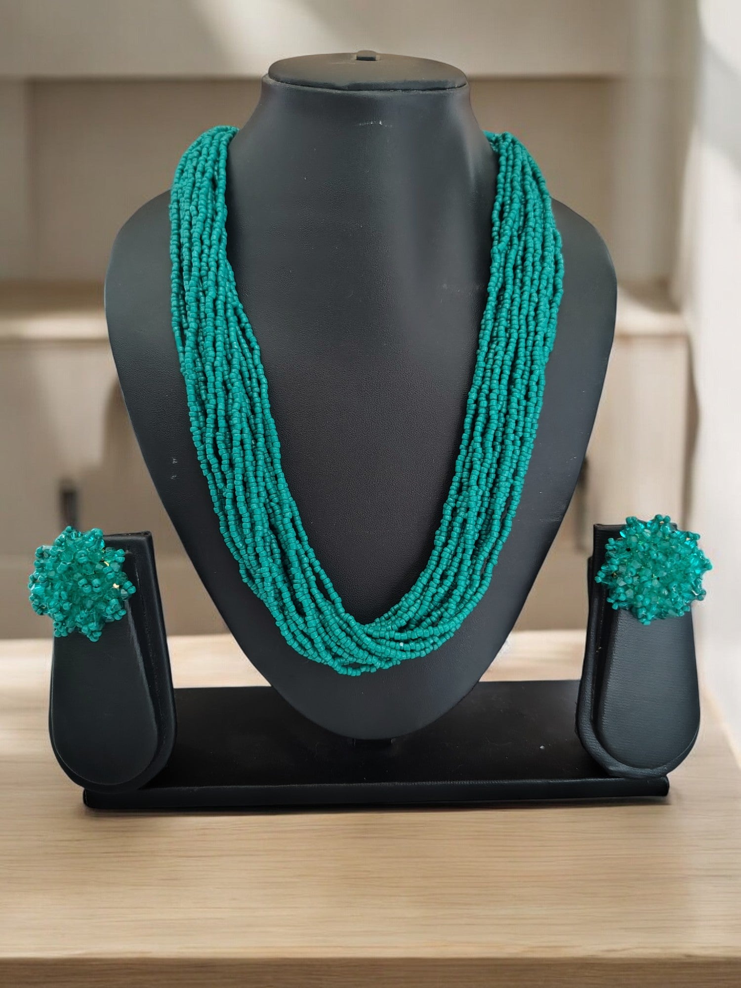 Sea Breeze Symphony - Multi-Layered Necklace  With Matching Earrings (20 Layers)