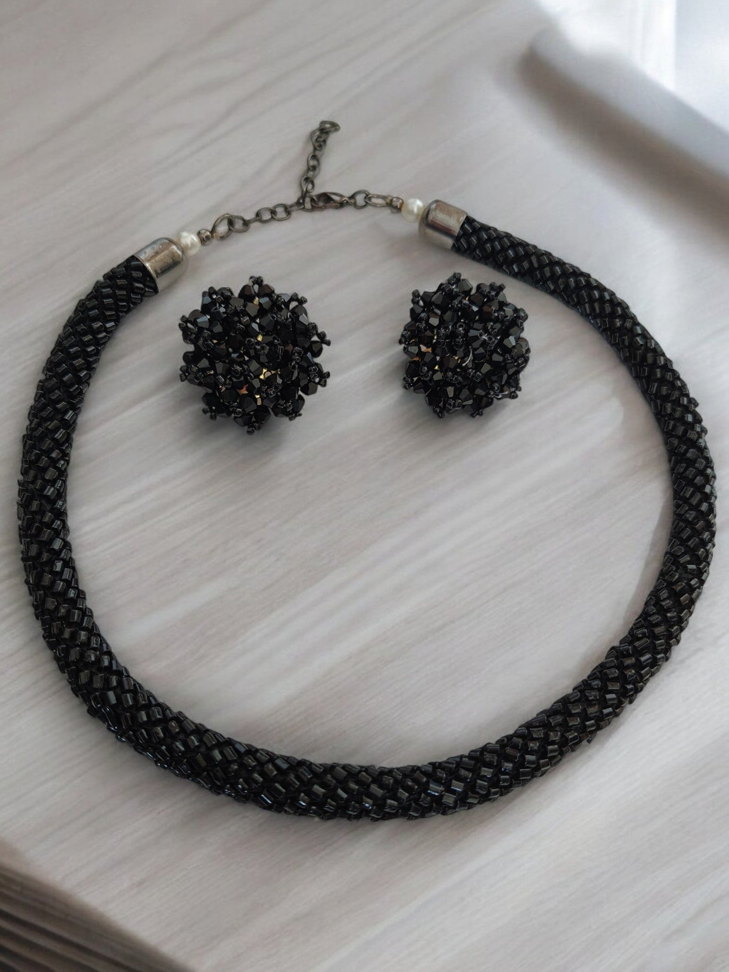 Midnight Allure Adjustable Rope Necklace Set-Handmade