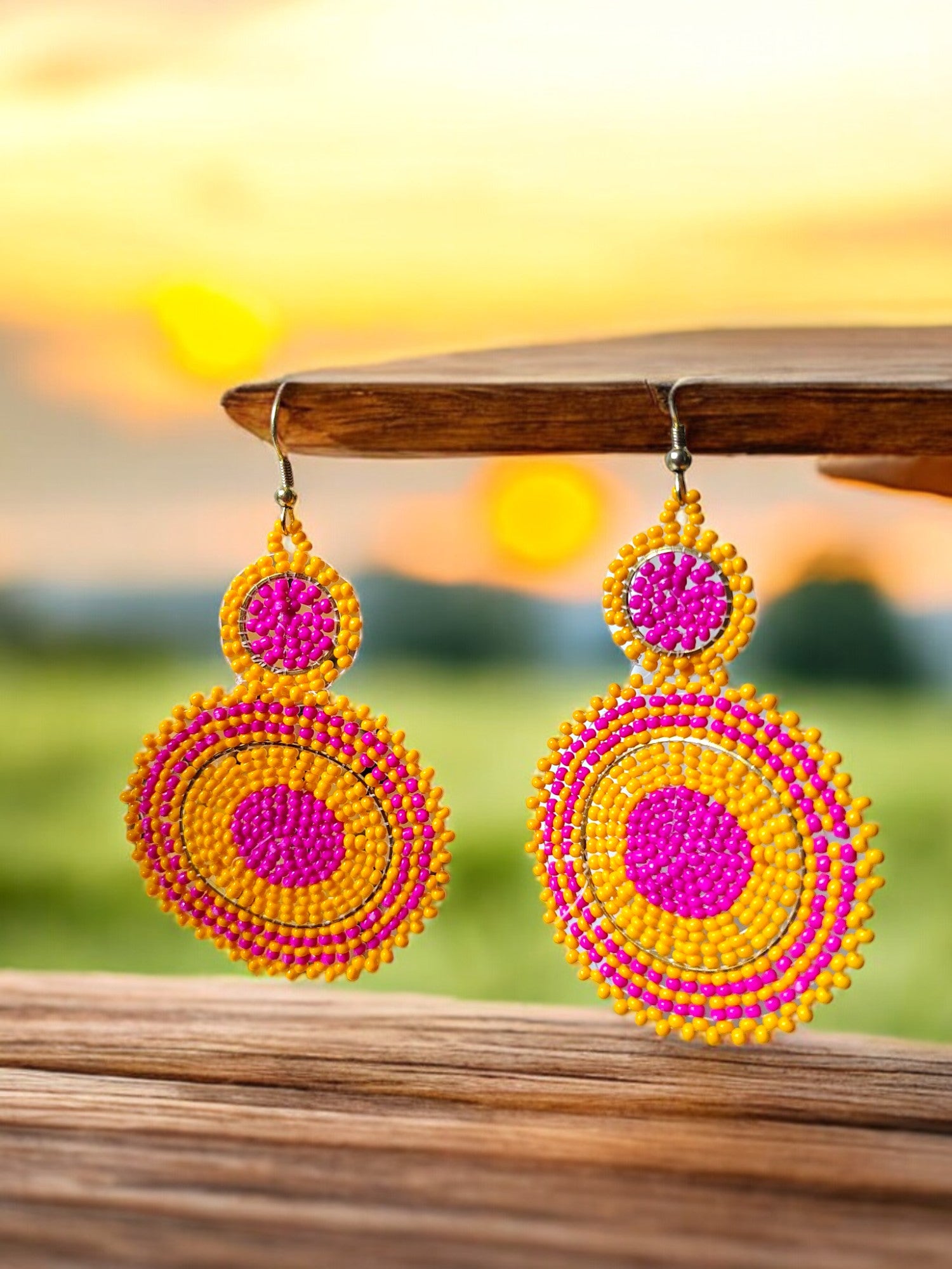 Sunset Radiance Hoops - Handmade Earrings