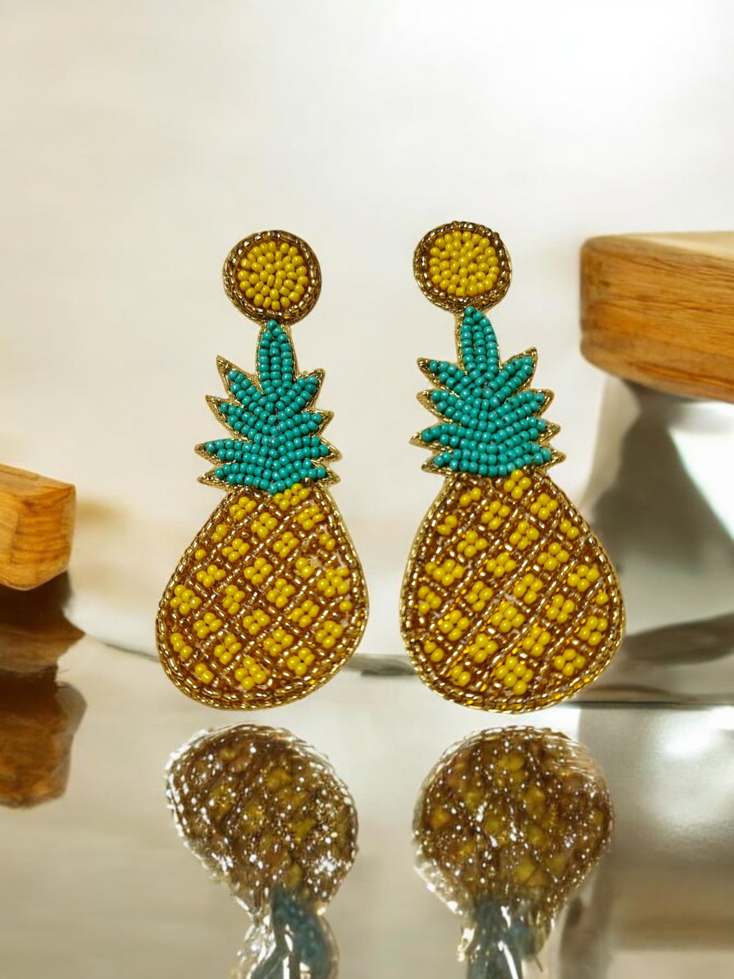 Pineapple Paradise Beaded Drops - Handmade Statement Earrings