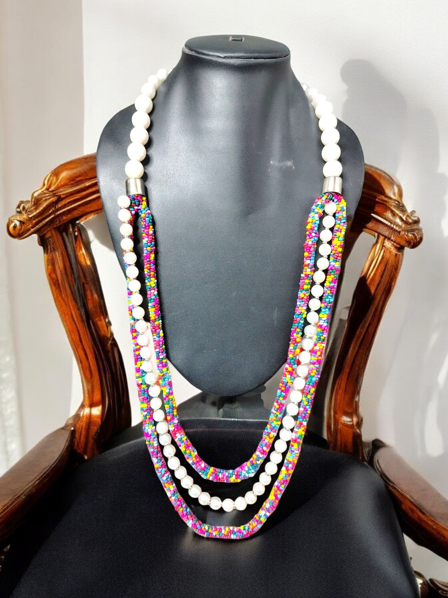 Scarlet Glow Pearl & Beaded Necklace Set - 2 Variants