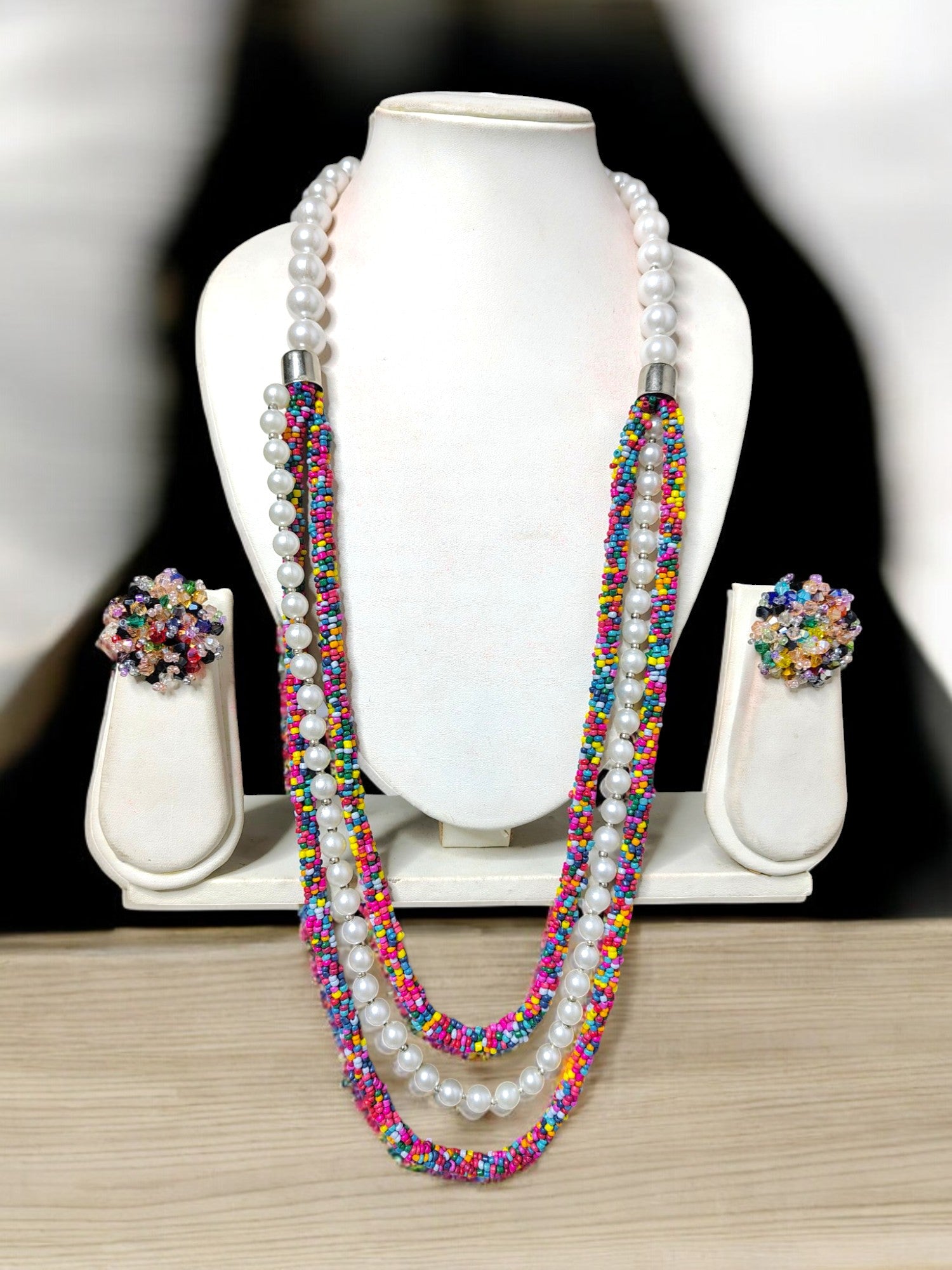 Scarlet Glow Pearl & Beaded Necklace Set - 2 Variants