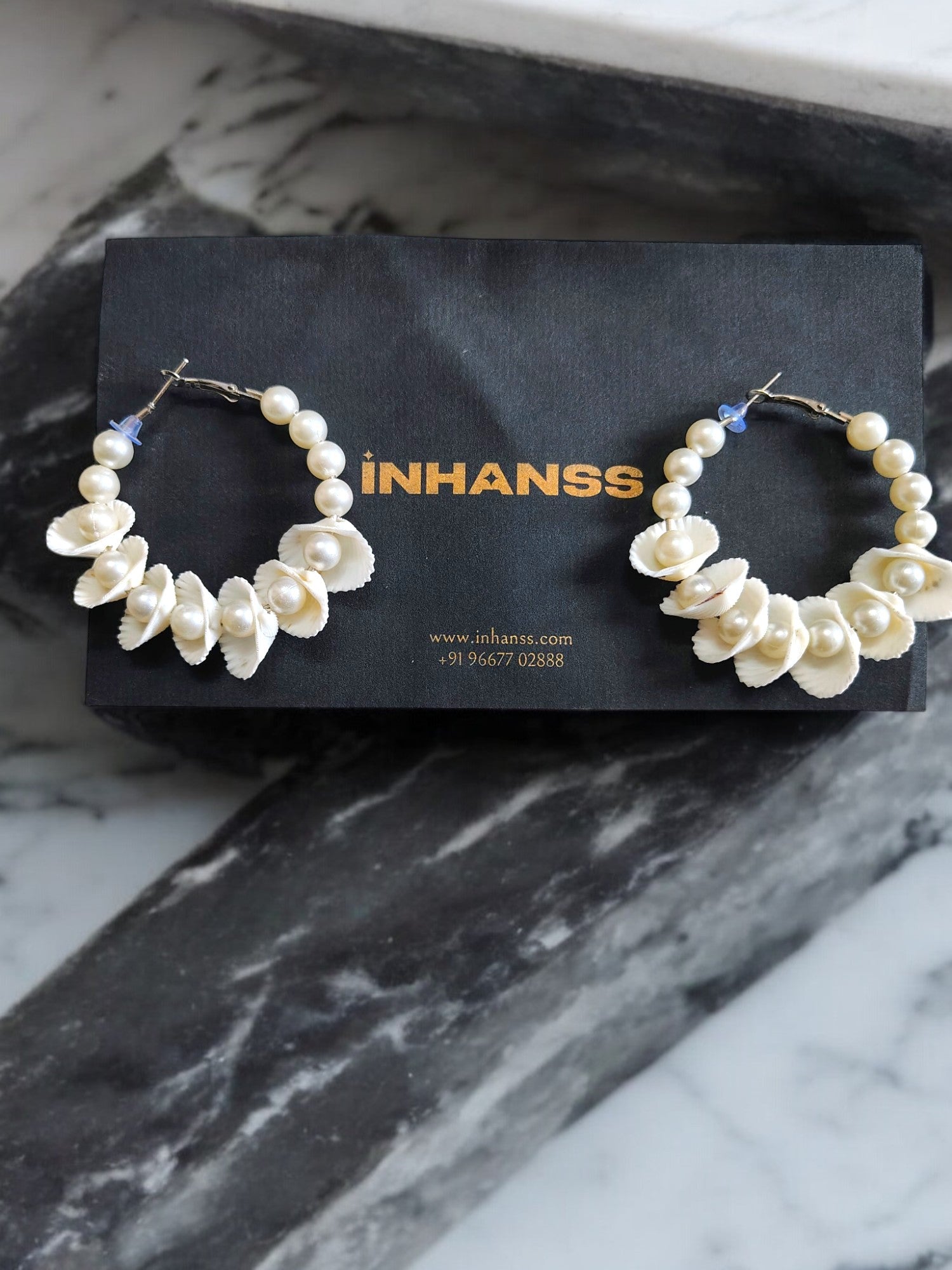 Shell Chic Pearl Hoops