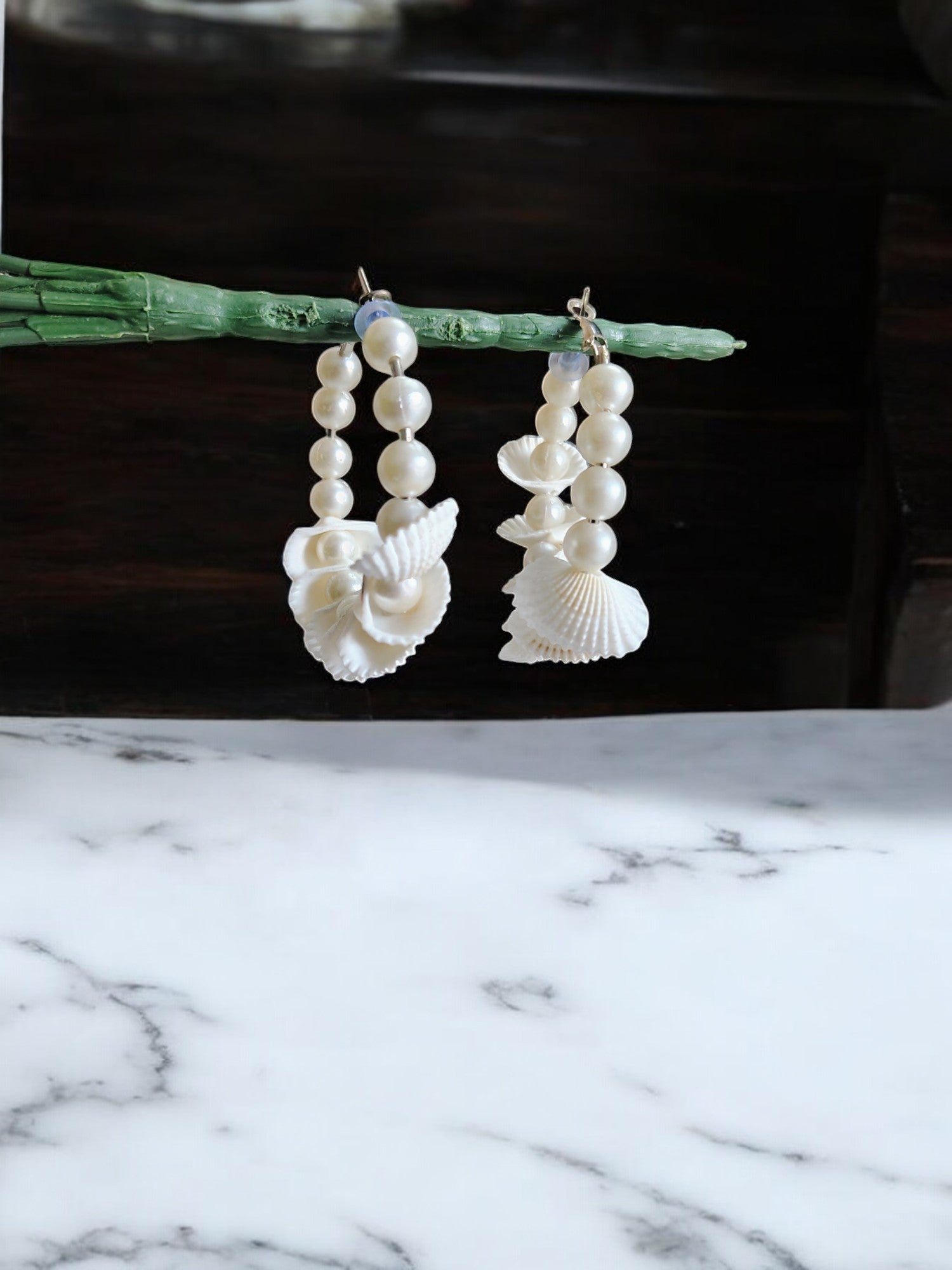 Shell Chic Pearl Hoops