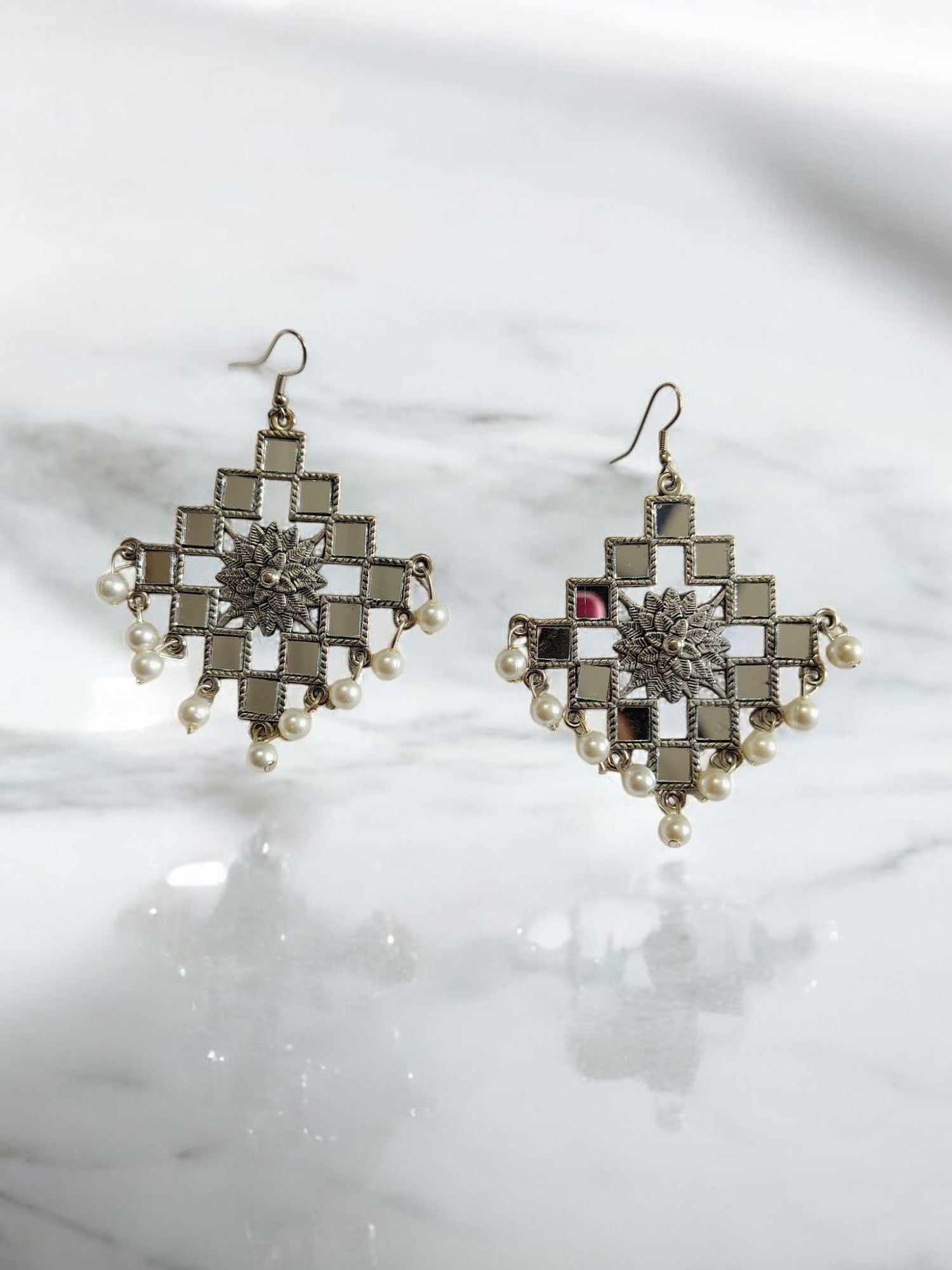 Celestial Lattice Drop Earrings