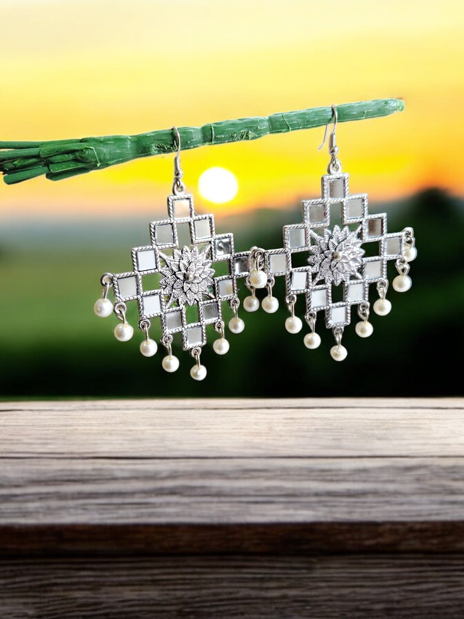 Celestial Lattice Drop Earrings