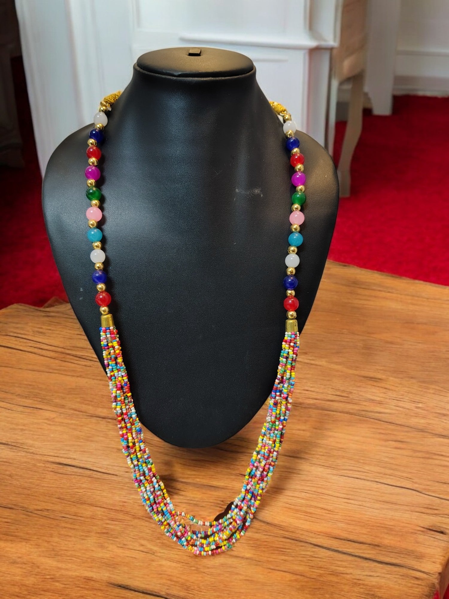 Colour Symphony: Handmade Adjustable Multi-layered Beaded Necklace Set