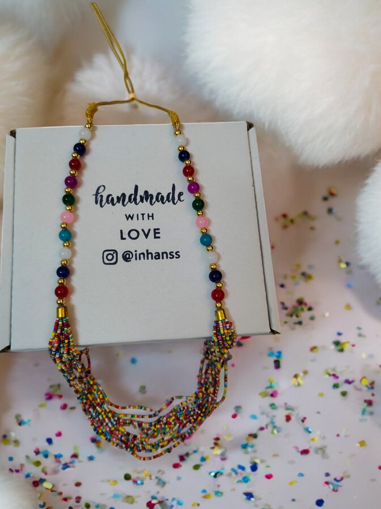 Colour Symphony: Handmade Adjustable Multi-layered Beaded Necklace Set