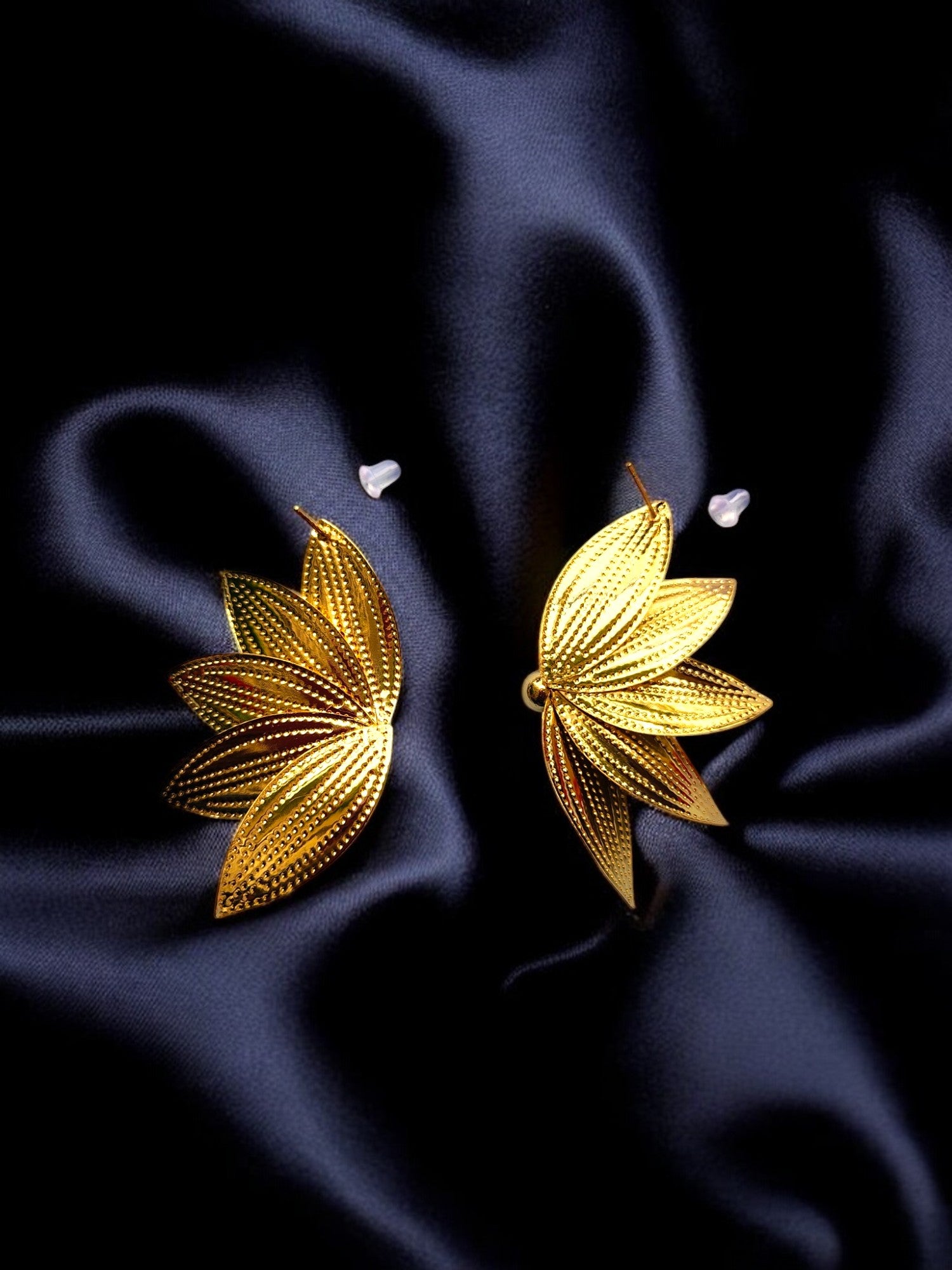 Anti Tarnish  -Lotus Metal Designer Statement Earrings