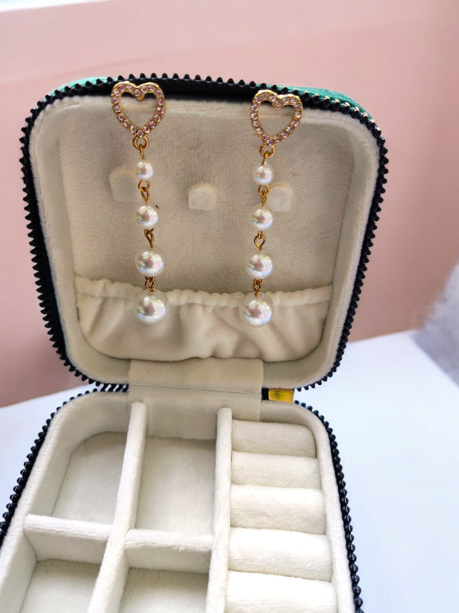 Hearty Pearl Gold Dangler Anti Tarnish Earrings