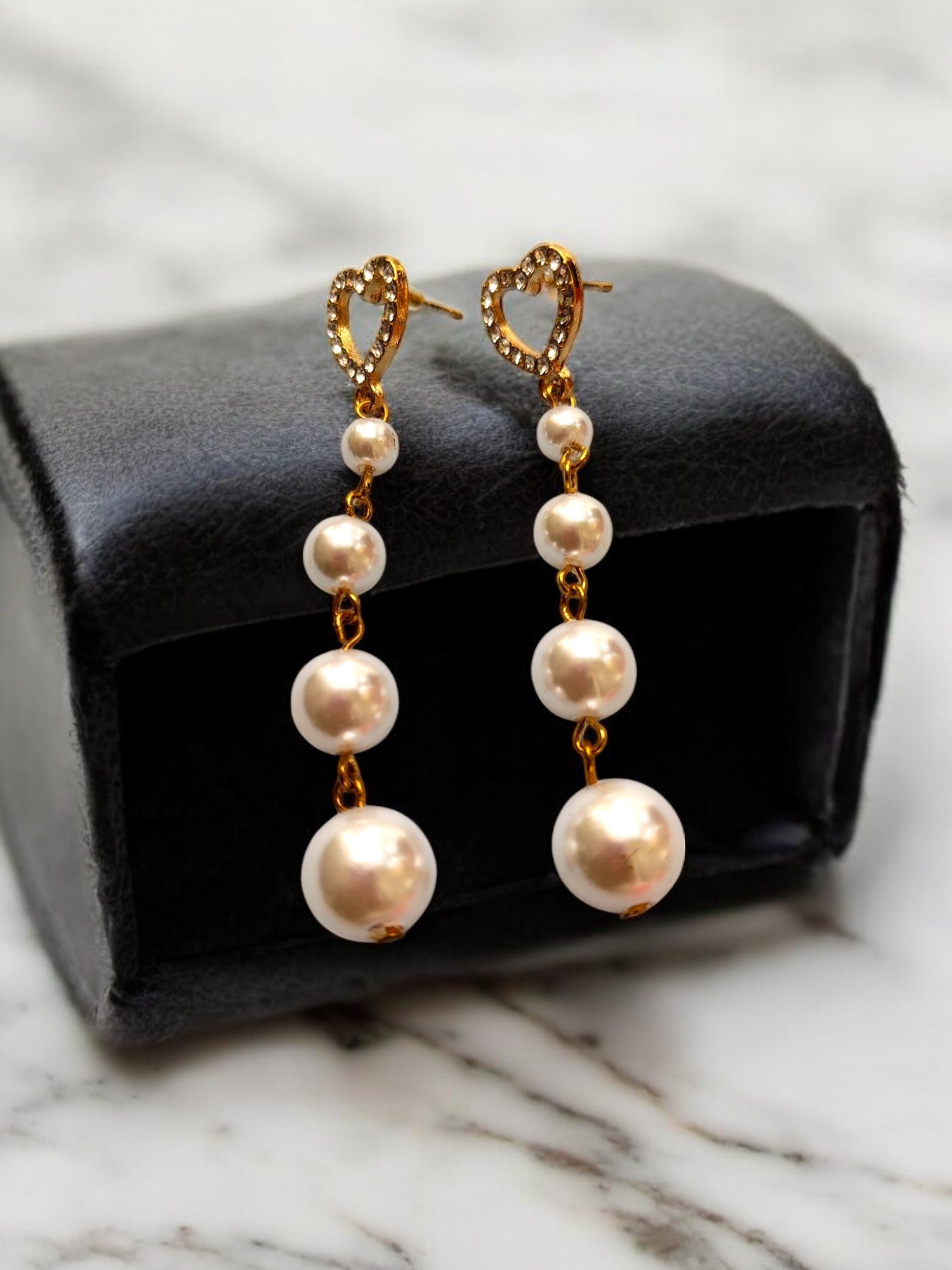 Hearty Pearl Gold Dangler Anti Tarnish Earrings