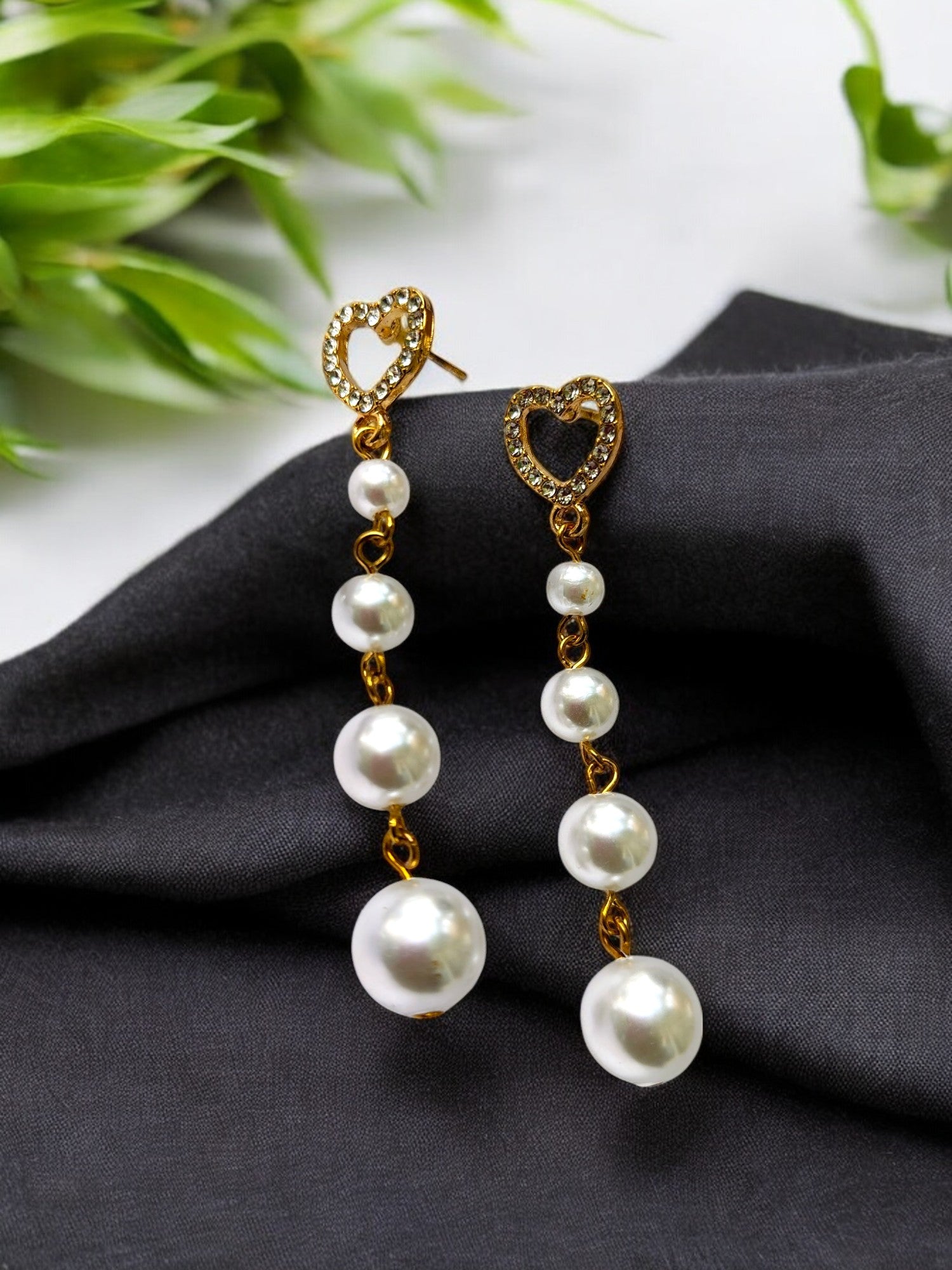 Hearty Pearl Gold Dangler Anti Tarnish Earrings