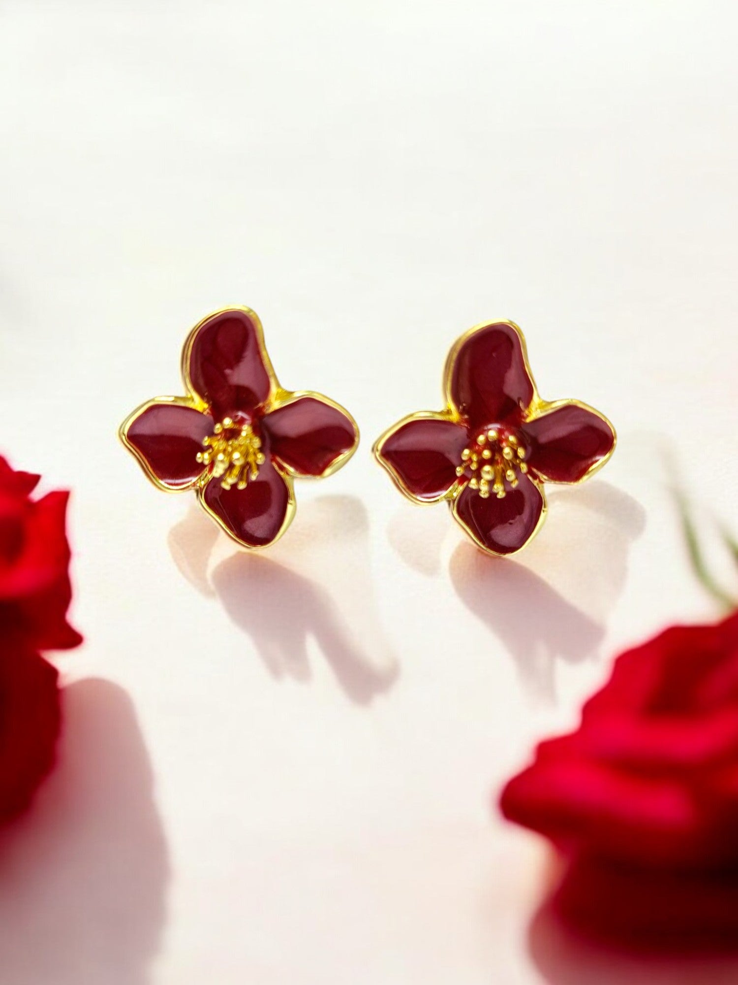 Anti Tarnish Blush Bloom Metal Stud Earrings