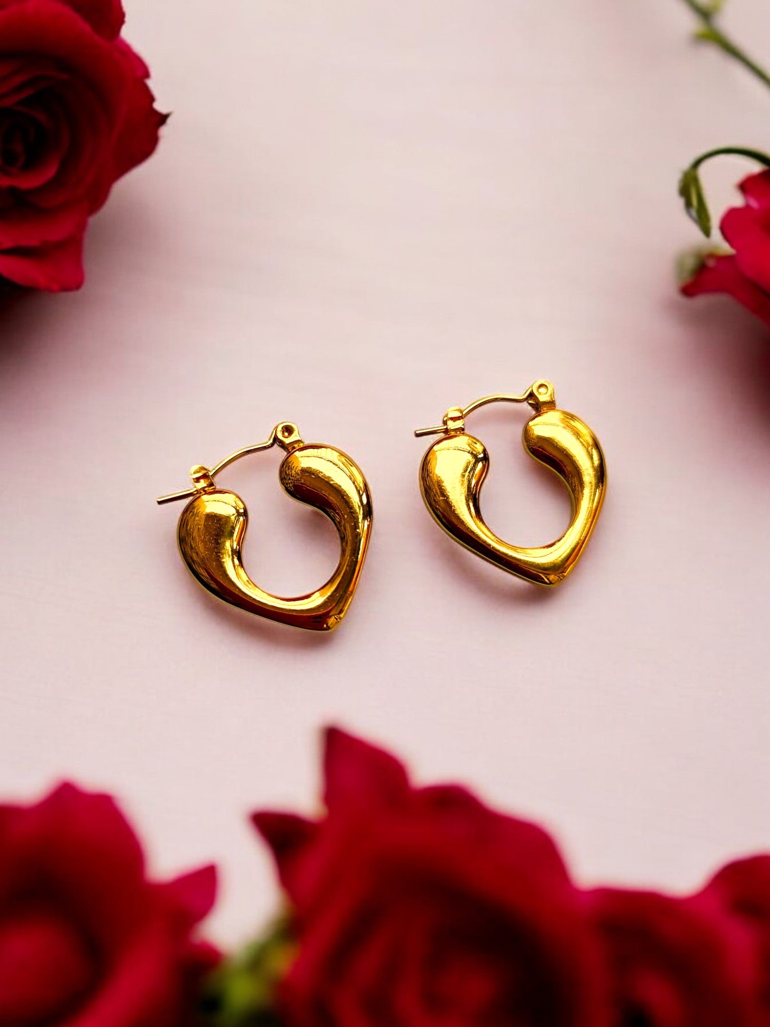 Anti Tarnish Lustrous Gold Hearty Hoops