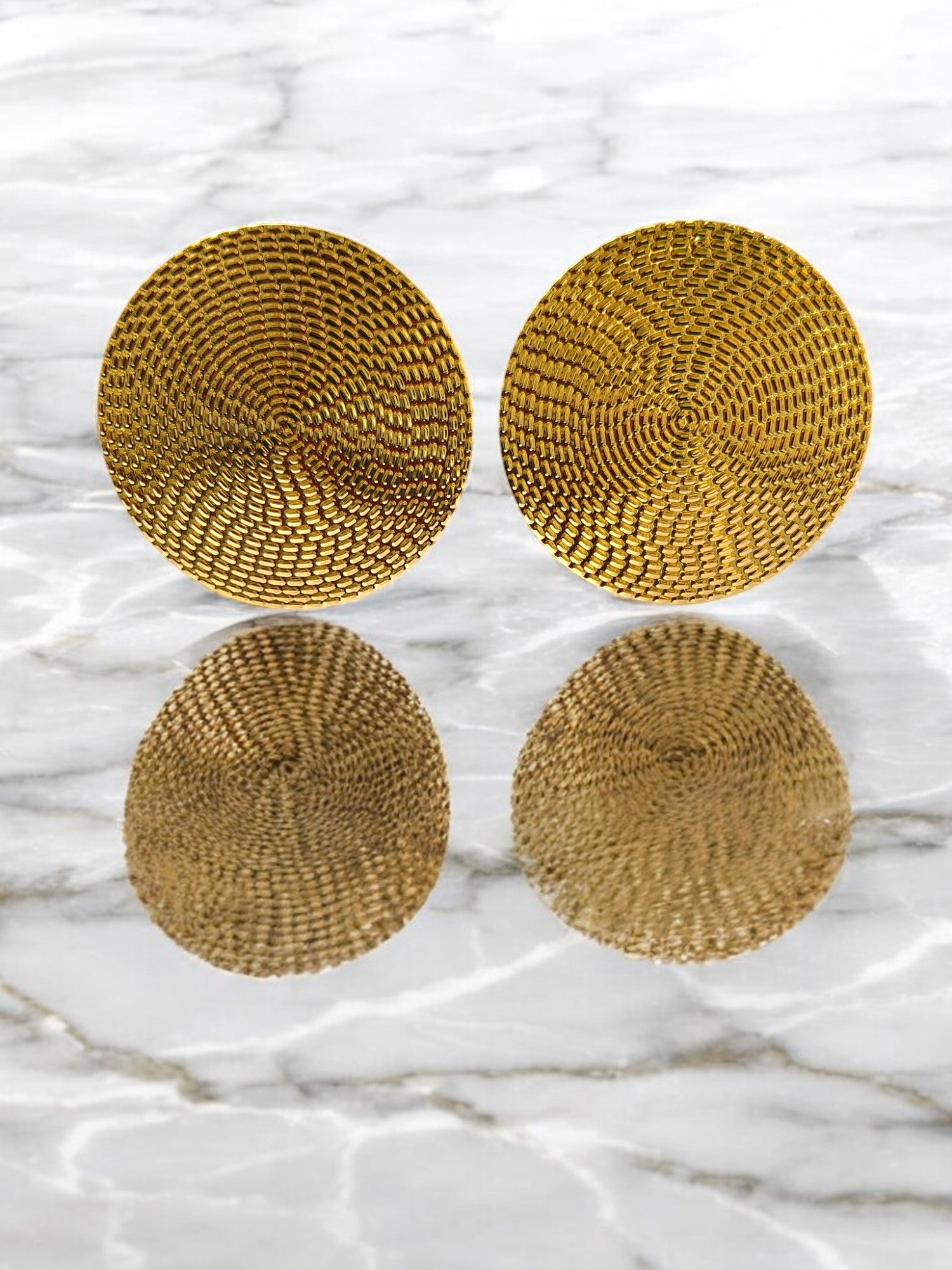 Spiral Gold Toned Statement Earrings - Anti Tarish