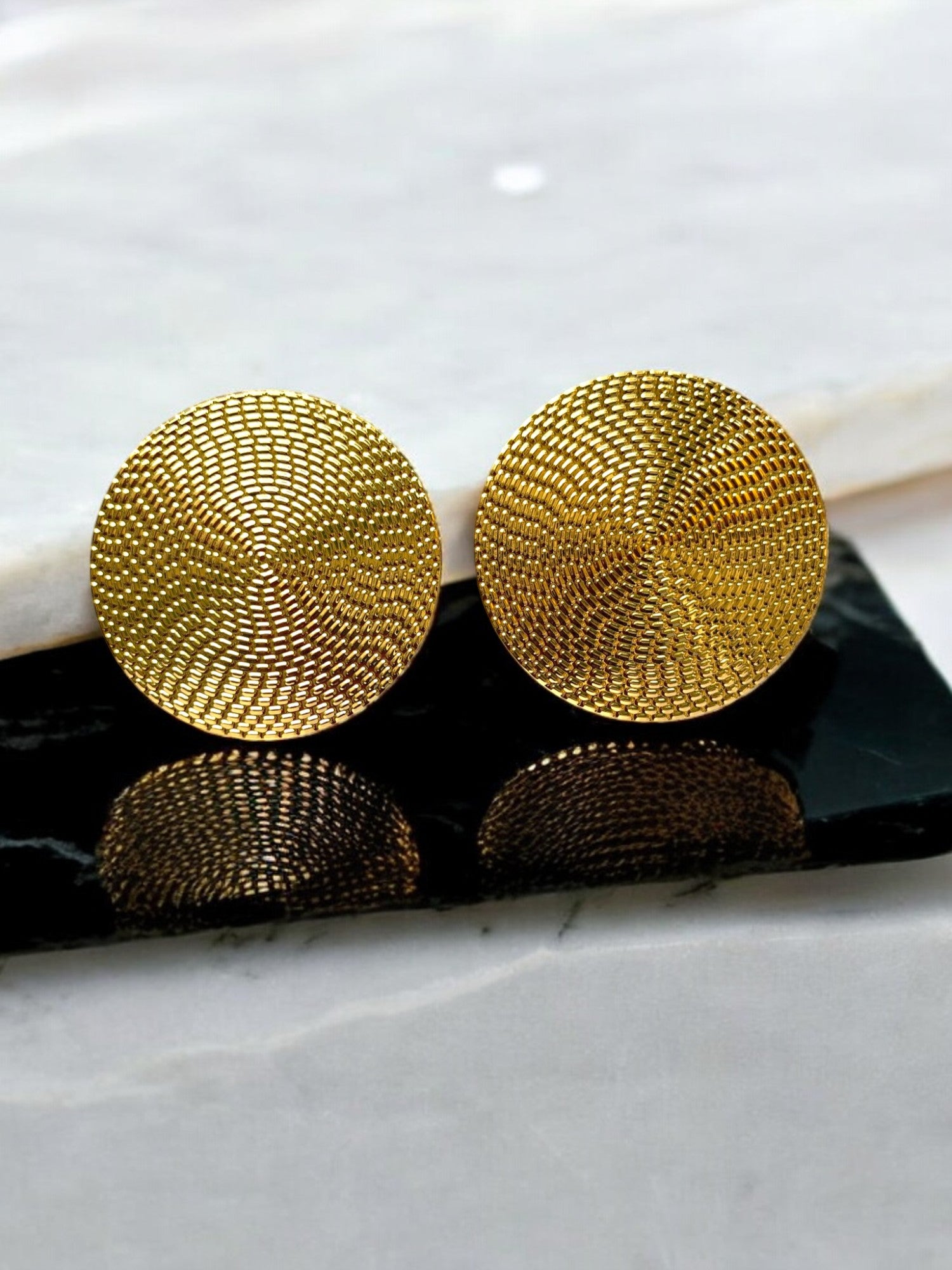 Spiral Gold Toned Statement Earrings - Anti Tarish