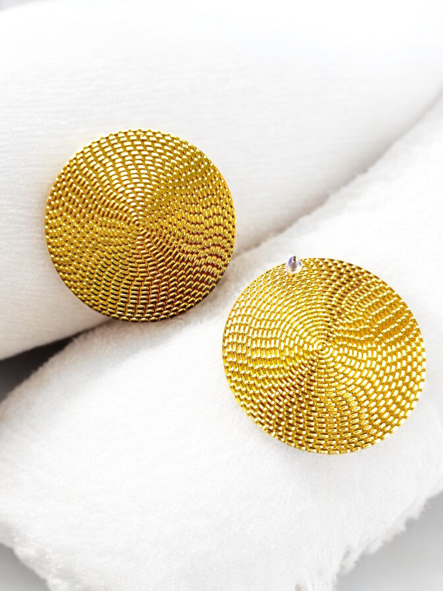 Spiral Gold Toned Statement Earrings - Anti Tarish