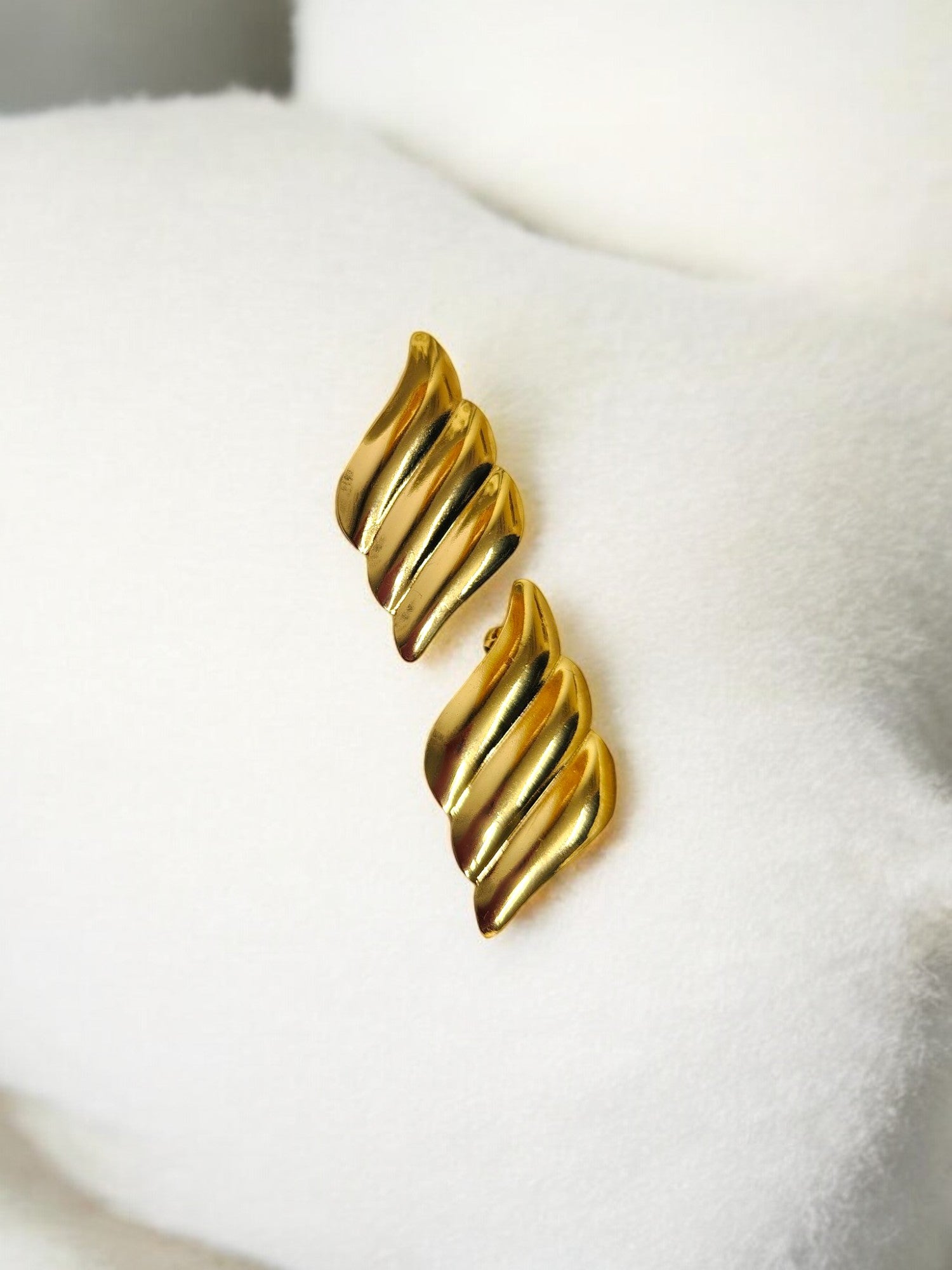 Golden Waves Anti Tarnish Stud Earrings