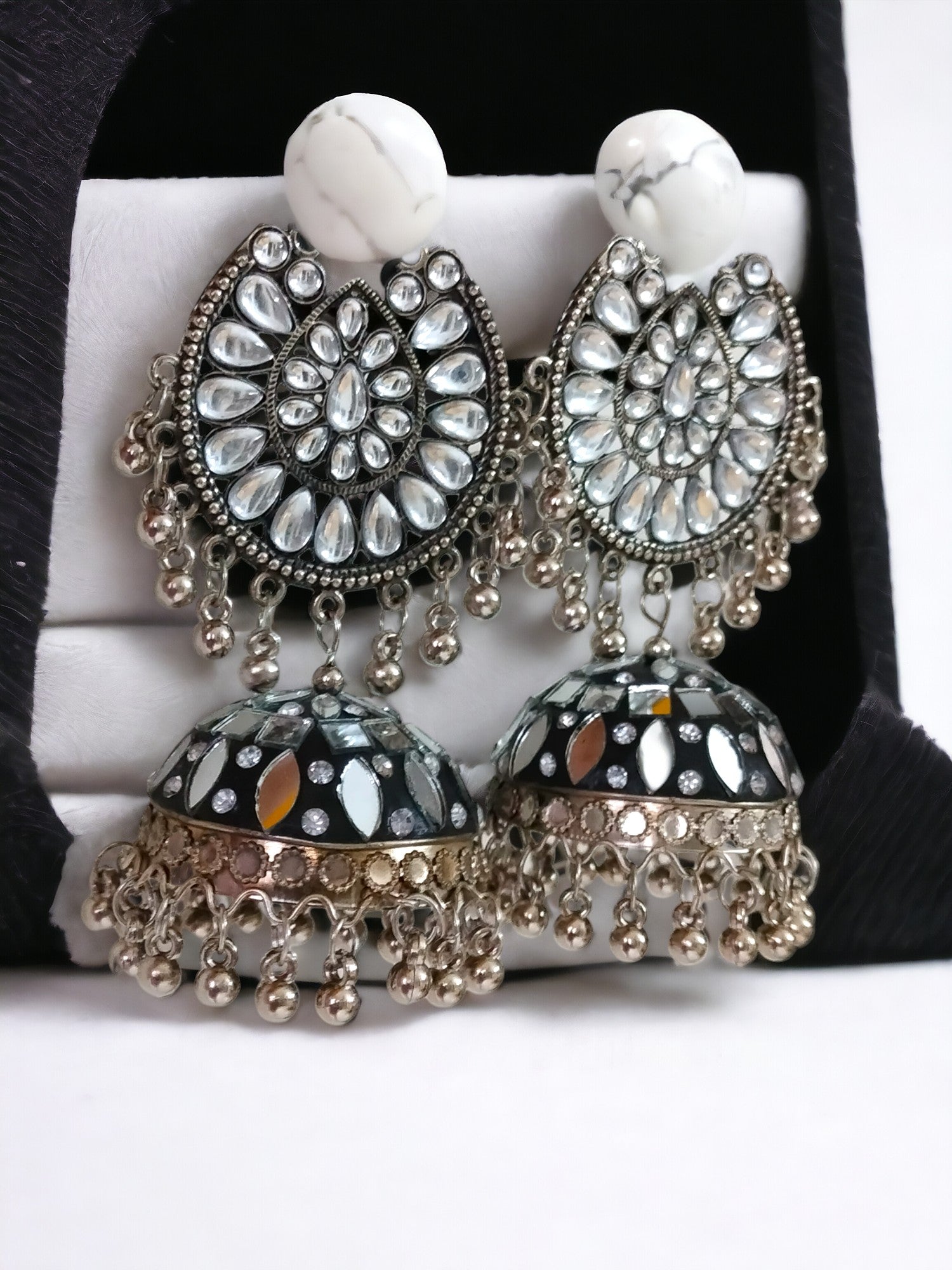 Moonstone Mirage Jhumka-Handmade