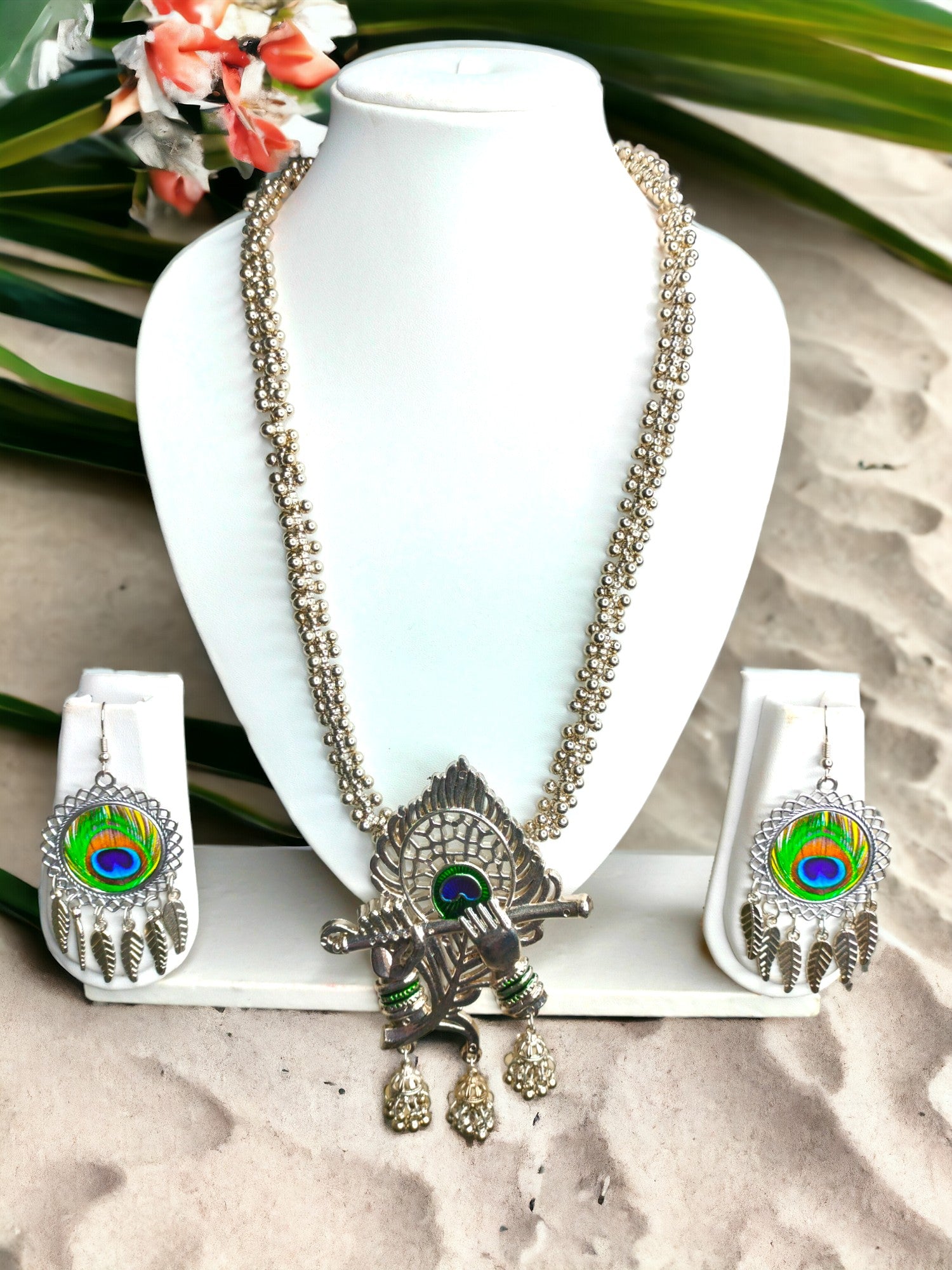 Peacock Serenade- Handmade Necklace & Matching Earrings