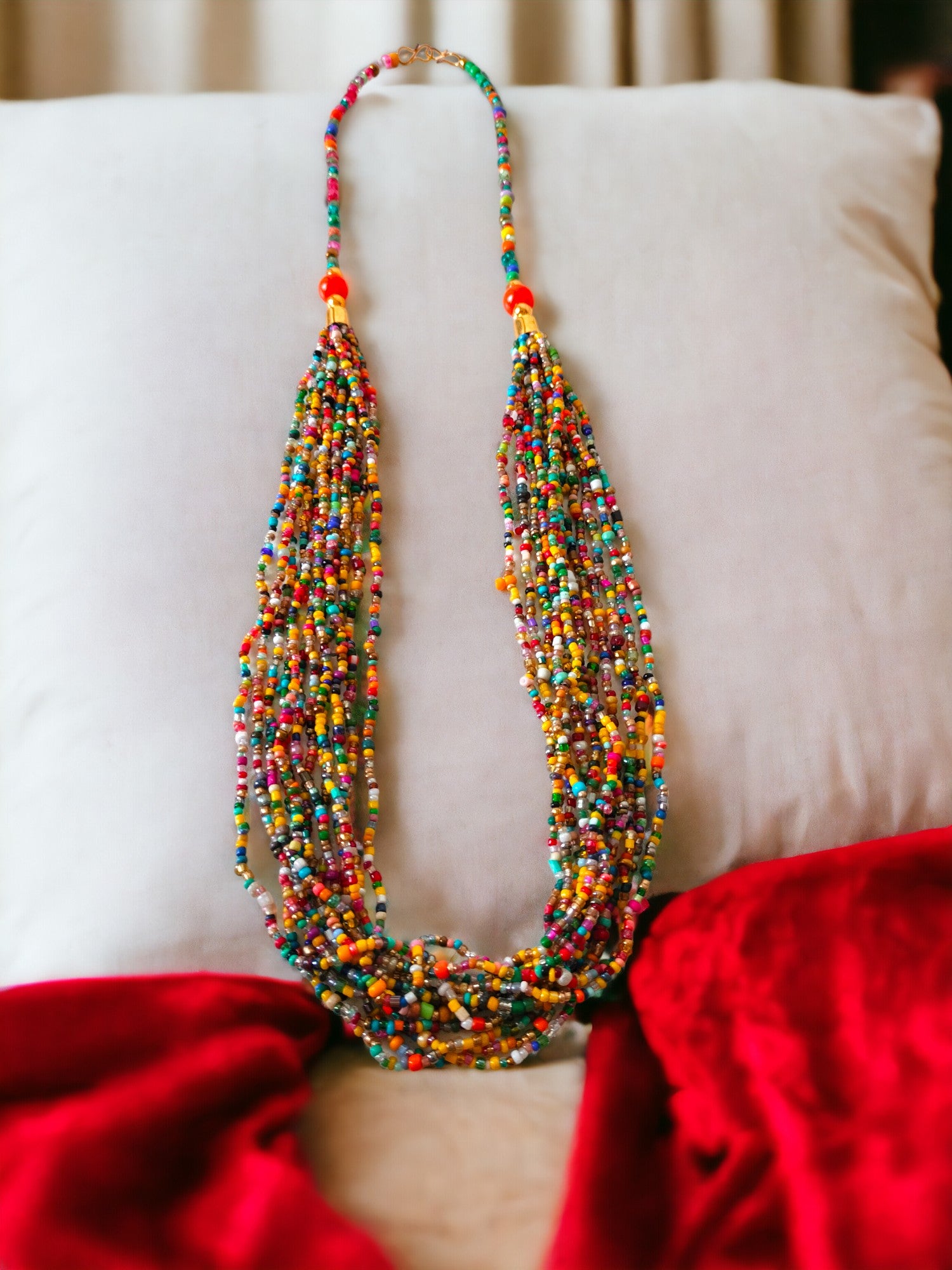 Mosaic Marvel: Handmade Multi-Layered Beaded Necklace(12 Layers)