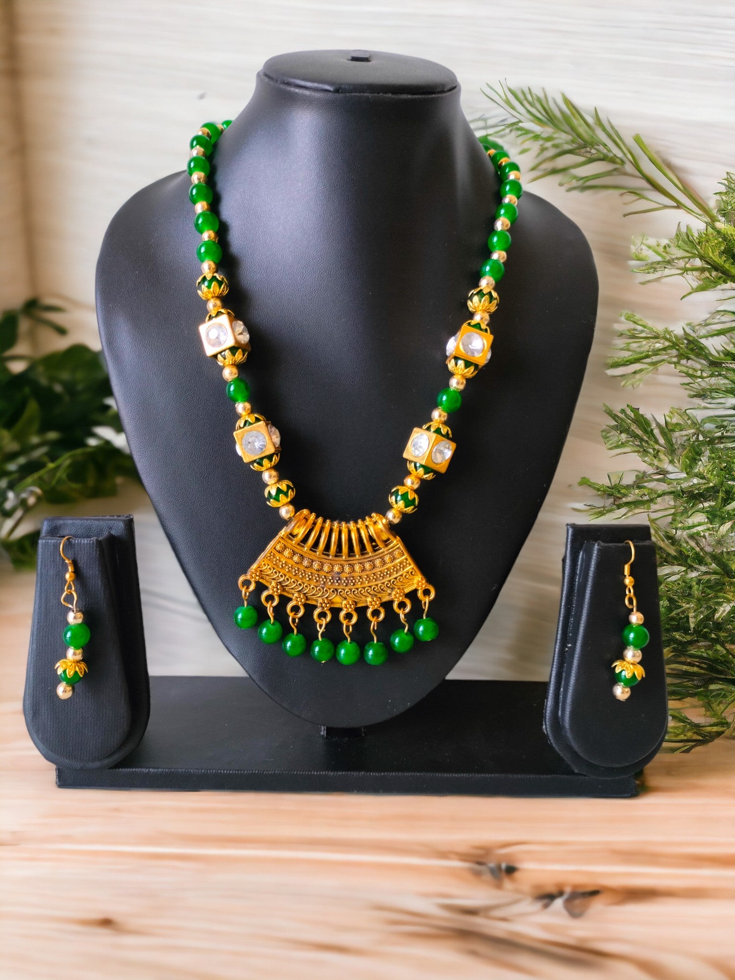 Emerald Enchantress Handmade Necklace  & Earrings Set