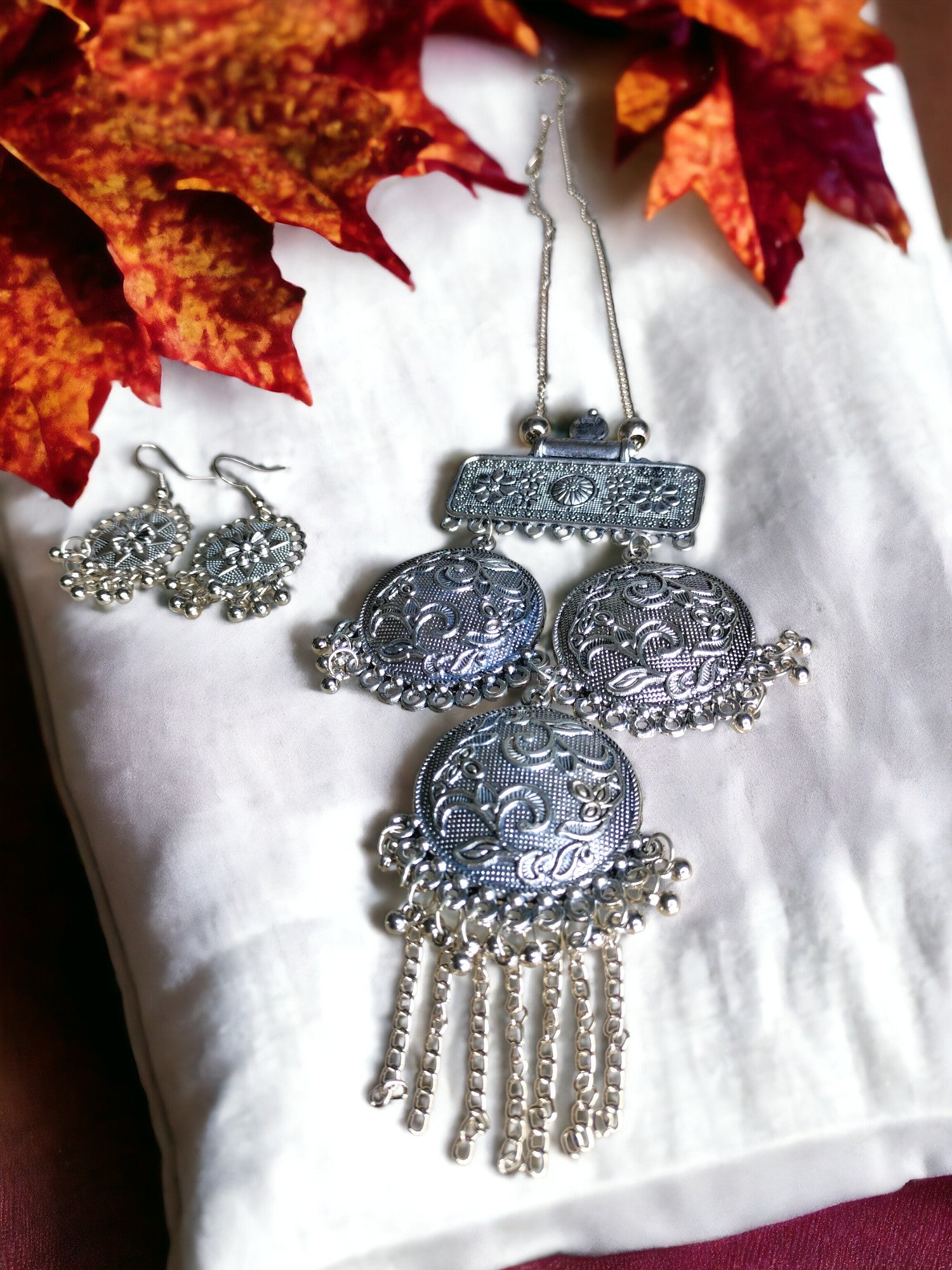 Mystic Moonlight Set - Handmade Oxidized Necklace& Earrings