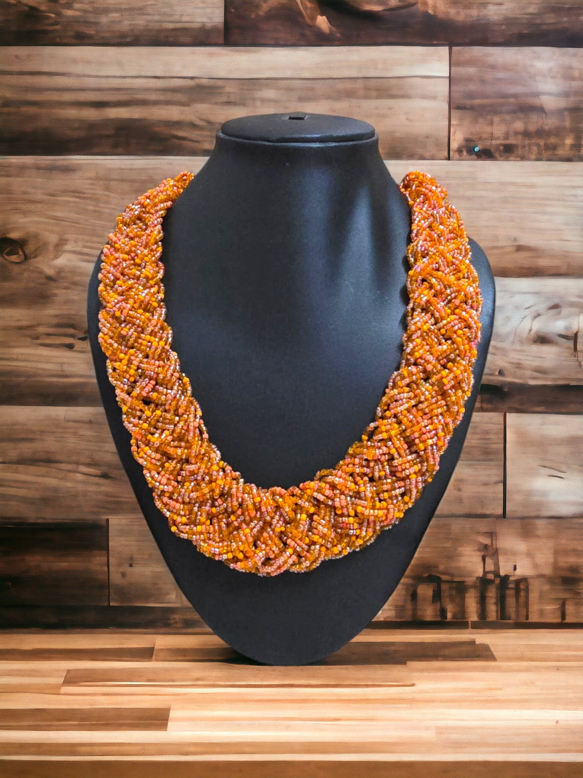 Amber Glow Beaded Necklace-Handmade