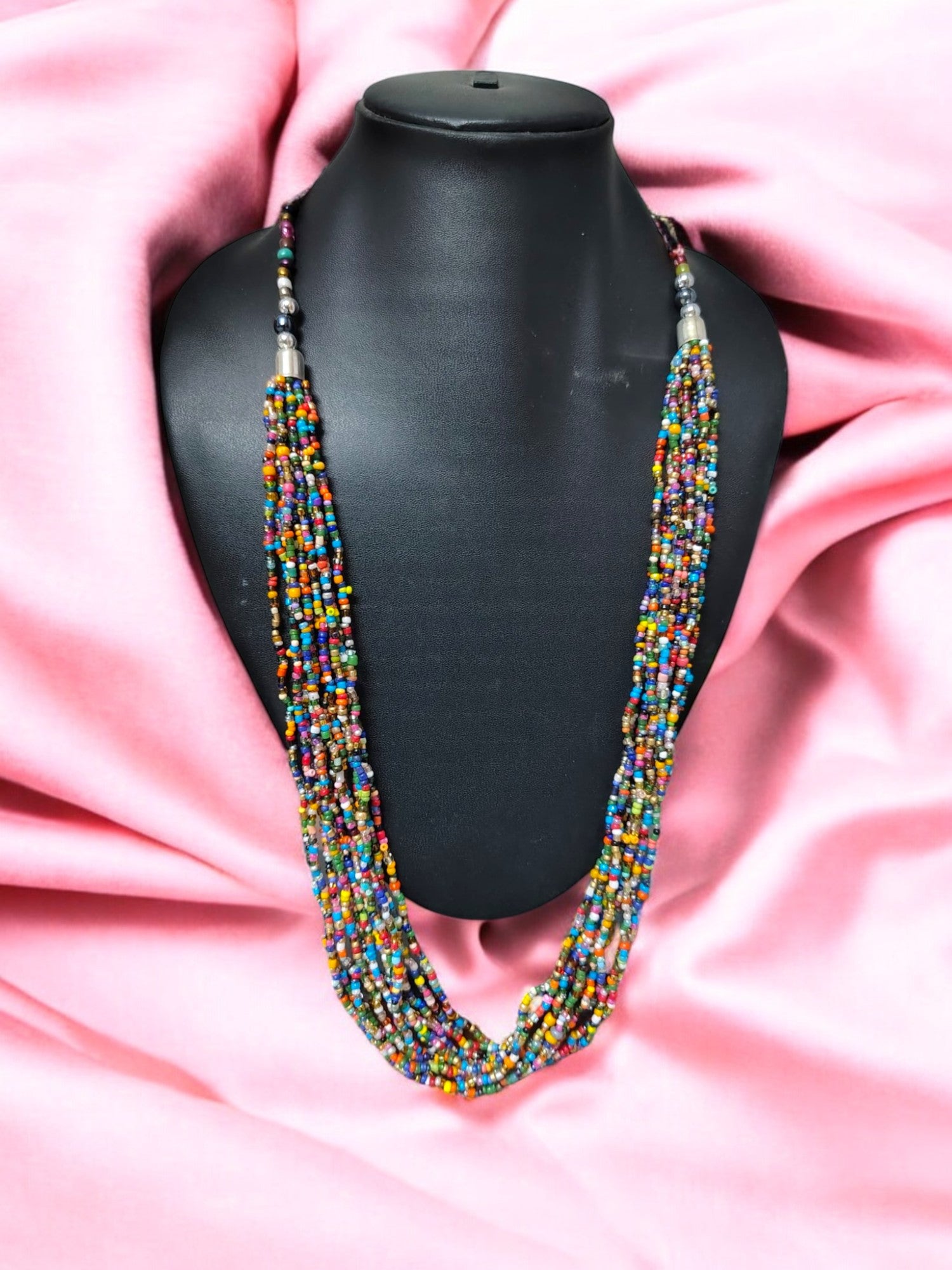 Rainbow Cascade Handmade Multi-layered Beaded Necklace Set - 5 Colours Available (12 Layers)