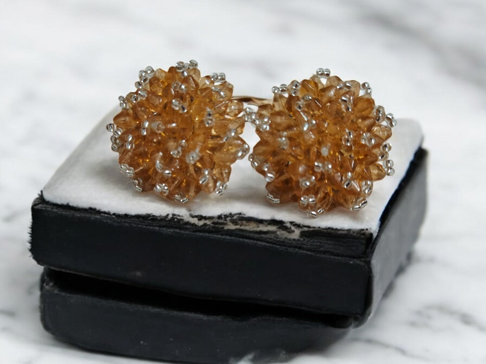 Golden Aura Statement Beaded  Stud Earrings