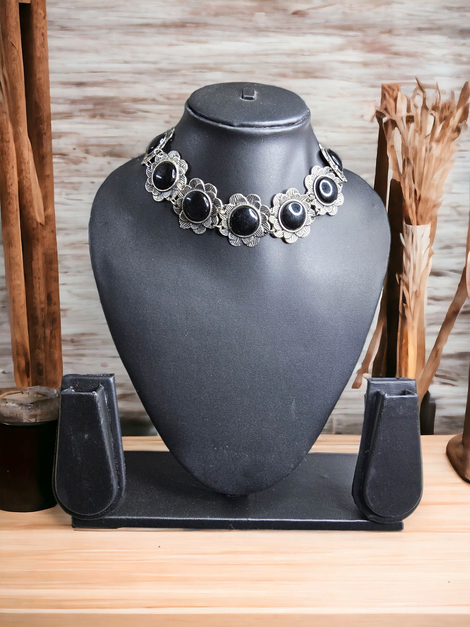 Noir Bloom Choker Necklace -Handmade