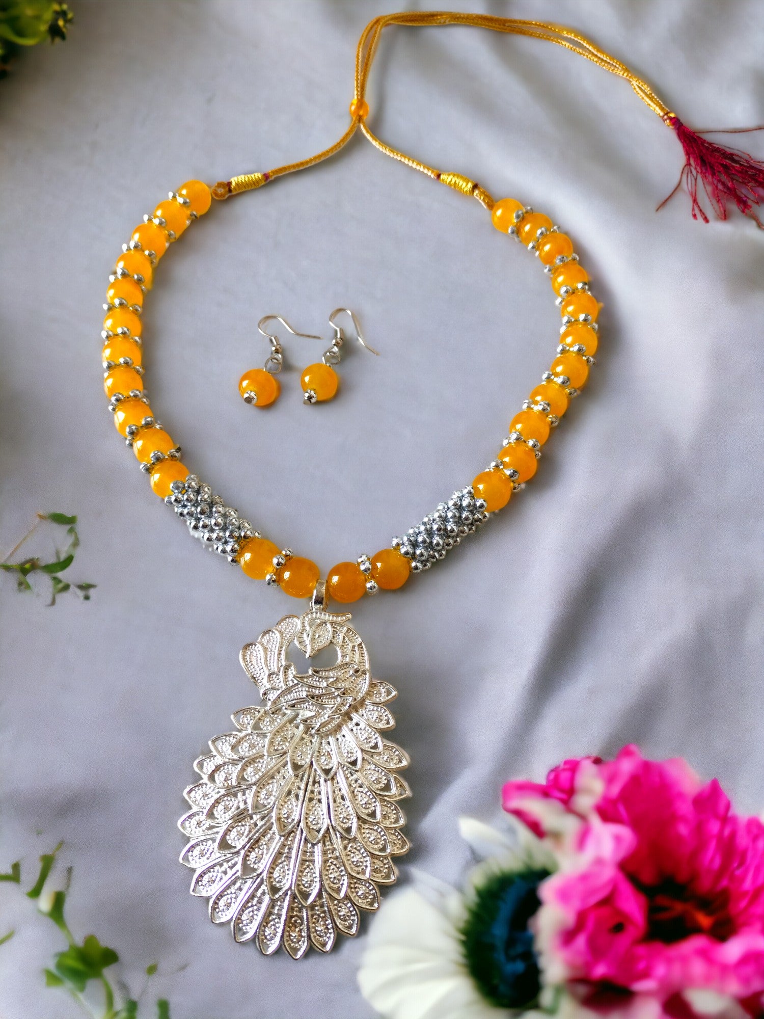 Sunburst Splendour Handmade Earring and Necklace Set